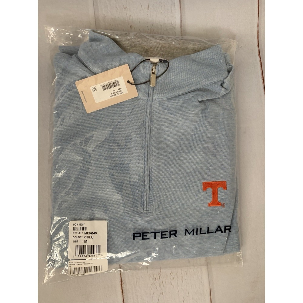 Peter Millar Tennessee Volunteers 1/4 Zip Men's Medium Blue Perth Performance